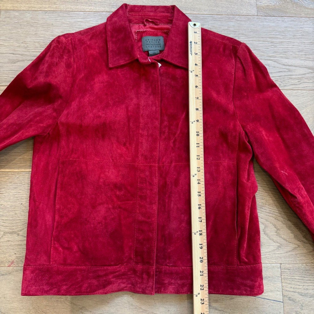 John Paul Richard Red Suede Leather Jacket Zip Front Womens Size 8 Vintage - Picture 8 of 10